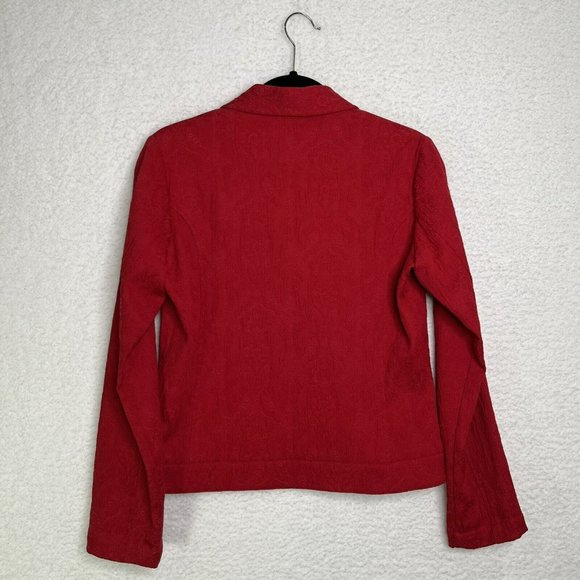 Chico's Women's 0 Small Red Jacket Light Weight Crinkle Fabric Packable - Picture 2 of 10